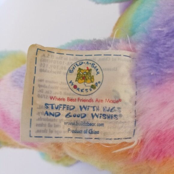 Build A Bear Workshop Bear 17 Plush Stuffed Animal Tie Dye Rainbow Wave Colorful - Picture 6 of 8